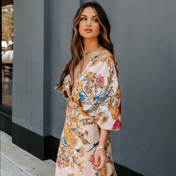 Vici Dresses & Skirts - 39. Taylen Satin Floral Cutout Maxi Dress